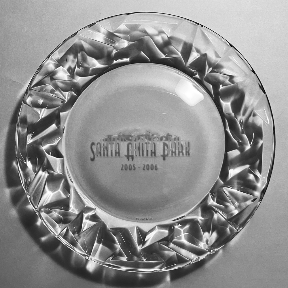 TIFFANY ROCK CUT Salad Plate / SANTA ANITA Race Track COMMEMORATIVE 2005-06 LOGO